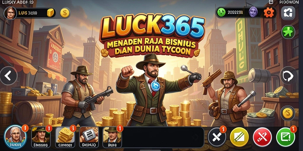 Tampilan gameplay LUCK365 yang menampilkan strategi bisnis yang mendalam.
