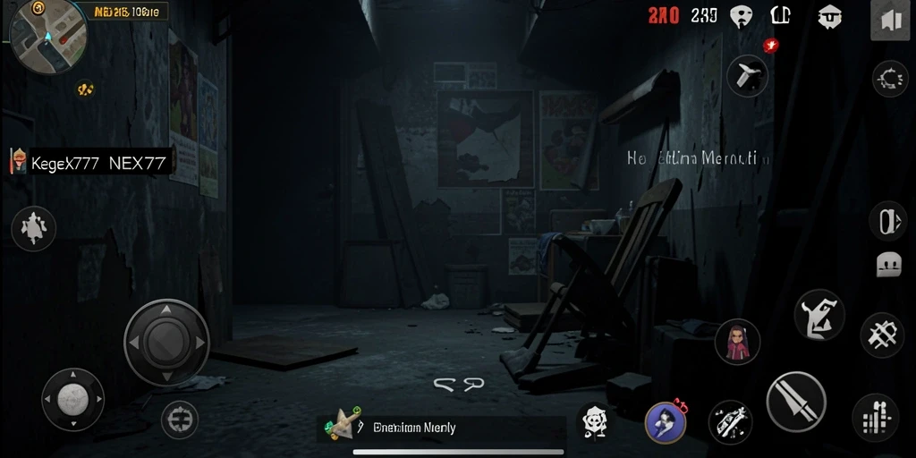 Gameplay NEX777 menampilkan suasana horor yang mencekam.